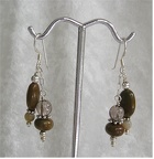 Jasper and smokey quartz sterling earrings.  ED2023  Dangle is 1.25&quot; long  $32.00