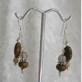 Jasper and smokey quartz sterling earrings.  ED2023  Dangle is 1.25" long  $32.00