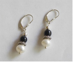 Onyx and pearl sterling earrings.$28.00