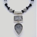 Close up of RN1059  Double rutilitic quartz sterling pendant necklace
