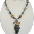 Multi stone sterling pendant on hematite, agate and jasper necklace.  19.25&quot; long  Citrine sterling clasp.  